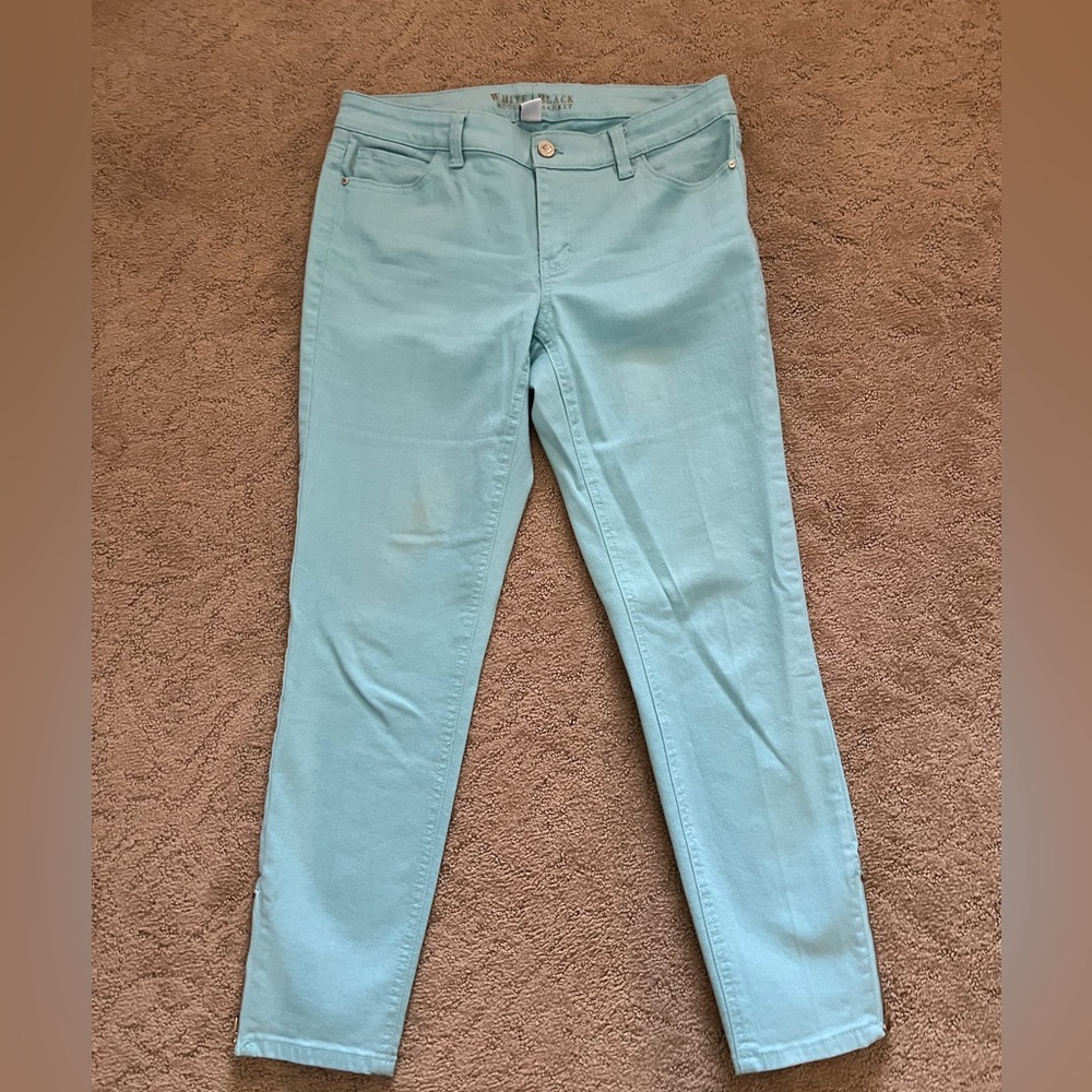 White House Black Market Turquoise Savvy Skinny Jeans Size 6